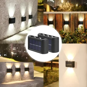 2-Pack Outdoor Wall-Mounted Solar Pathway Garden Lights