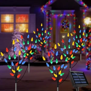2-Pack Solar Strawberry Pathway Lights for Yard, Garden, and Patio