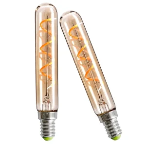 2-Pack T20*120 Retro Decorative LED Flexible Filament Bulb E14 Screw Base AC 2700K