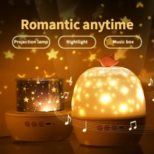 2-in-1 Rotatable Star Projection Night Light with Dual Mode Projection, Wireless Audio and Timer