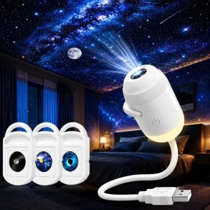 2 in 1 USB Galaxy LED Projector Light 360 Adjustable Starry Sky Roof Night Lamp for Car Interior Bedroom Ceiling Wall