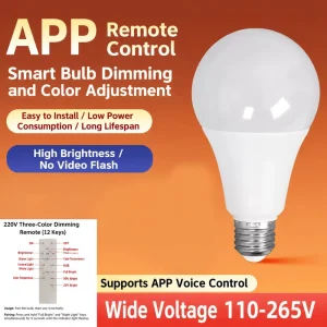 2.4G Infrared Remote Smart LED Bulb A60 E27 Dimmable Indoor Light