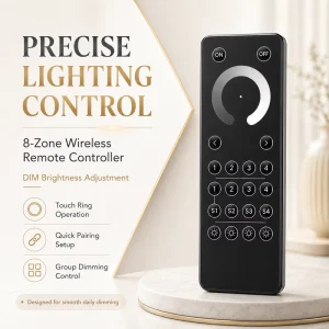 2.4G Wireless LED RF Touch Dimmer Controller for 8-Zone Strip Lights and Ceiling Lamps