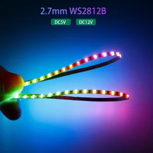 2.7mm 5mm WS2812B LED Strip Ultra-Narrow 133 LEDs/m Individually Addressable RGBIC Pixel Light DC5V/12V USB IP20