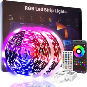 200ft Smart LED Strip Lights for Bedroom, 2 x 100ft Rolls, Music Sync