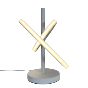 20W Sand White Finish Table Lamp with Round Shade for Bedroom Reading and Room Decor Switch Control