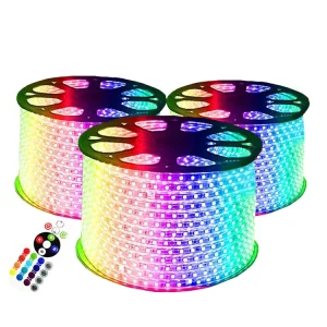 220V 110V Ultra Thin Flexible LED Strip Light 5050 RGB Warm White Remote Control ROHS Certified Compatible Smart Strip Lights