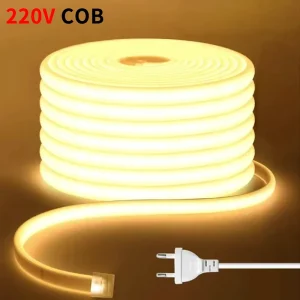 220V COB LED Strip 288LEDs M 100M Roll High Voltage Self Adhesive No Dark Area Indoor Outdoor Commercial Lighting