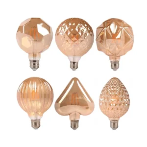 220V E27 Amber LED Vintage Light Bulbs 4W 6W 8W Edison Filament Crystal Shape Decorative Bulbs