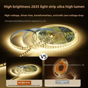220V IP20 LED Strip Light, No Driver Required, High-Density, Seamless, Flexible, Dimmable