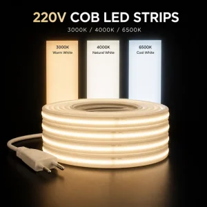 220V IP67 Waterproof COB LED Strip 288 LEDs High Brightness Flexible Rope Light No Driver Required Outdoor Garden Signage Decor