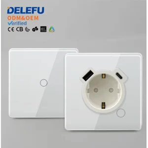 220V Smart WiFi Wall Switch and Socket Tuya App Control Wireless Remote LED Light Switch for Smart Home and Office