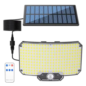 234LED Outdoor Solar Wall Light, Waterproof, Separate Solar Panel, Motion Sensor, Remote Control, Indoor/Outdoor Use