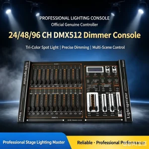 24/48/96-Channel DMX512 Stage Dimmer Controller Lighting Mixer Console for DJ, Wedding, Theater, and Club