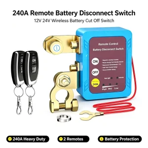240A Wireless Remote Control Battery Disconnect Switch DC12V/24V with 2 Remotes for Car RV Truck Yacht
