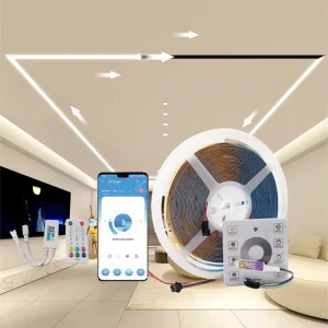 24V 12W Smart Cob LED Strip 420 Chips with Dotless Flowing Effect IP20 Rating Safe for Running Water Scene