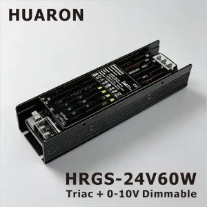 24V 60W Triac-Dimmable 0-10V Driver, 220V Aluminum, Natural Cooling, Flicker-Free LED Lighting Transformer
