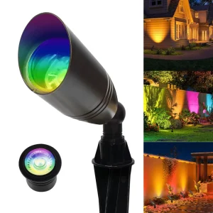 24V 6W Low Voltage Spot Landscape Light with Brass Housing and Smart App Control for Outdoor Garden Lighting