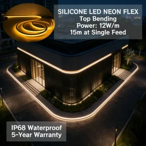 24V IP68 Top-Bend Waterproof W20×H18mm High-Efficiency Neon LED Strip for Outdoor and Indoor Bar Spa Cinema Office