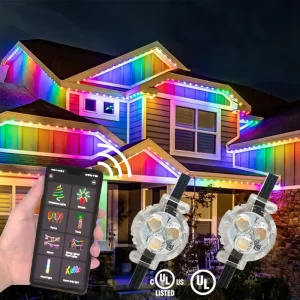24V RGBIC Smart Outdoor Eaves String Light, IP68 Waterproof
