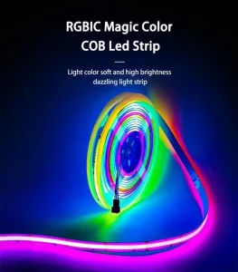 24V RGBIC WS2811 8mm 10mm 12mm COB LED Strip Light Addressable Multicolored Dot-Free Flexible