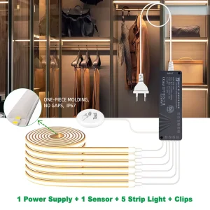 24V Silicone LED Strip Light Kit Smart Touch Switch Neon Led Strips for Display Cabinet and Wardrobe