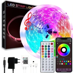 24V Smart RGB LED Strip Light Music Sync Color Changing 5m with App and Remote Control IP20