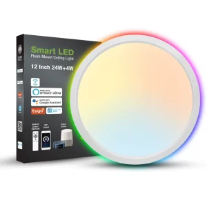 24W 12″ RGB Back Light Smart Tuya Modern Home Office Living Room Personalized Romantic Atmosphere Ceiling Light Decorative Easy