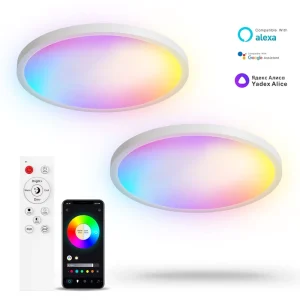 24W 12″ RGB Dimmable Ultra Slim LED Smart Ceiling Light Indoor Surface Mounted for Bedroom
