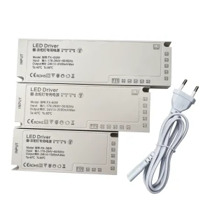 24W/36W/60W/100W/150W Waterproof LED Driver AC to DC Constant Voltage 176-264V for Cabinet Lighting with US/EU/AU Plugs