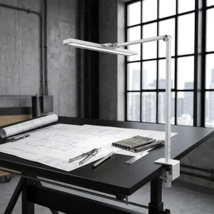 24W LED Architect Style Desk Lamp with Multi-Joint Clamp High CRI 95 Professional Task Light Slide Dimmable Foldable Lamp