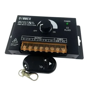 2500W 220V Single Channel Dimmer Switch RF3K LED Light Dimmer with Remote Control and Manual Rotary Knob for Monochrome Lighting