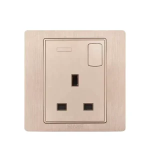 250V UK Gold Single 13 Amp Wall Switch Socket