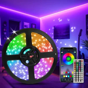 25m Smart Strip Light 12 LEDs/m RGB Color Change App and Remote Control LED Strip Lights for Home Decoration