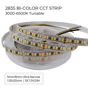 2700K 6500K CCT LED Strip Light High CRI 90 Dimmable Tape for Bedroom Office Indoor Lighting