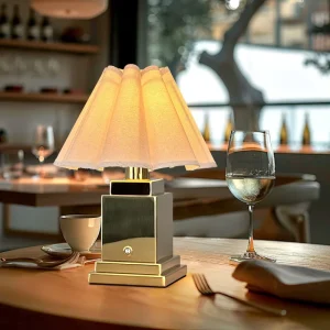 2700K Stainless Steel Classical Cordless Table Lamp square Button Switch Dimming Reading Deks Light Rechargeable Battery Lamp