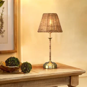 2700k Restaurant Rechargeable Rattan Table Lamp Lighting Hotel Luxury Decoration for Holiday Gifts or Home Desk Lamp