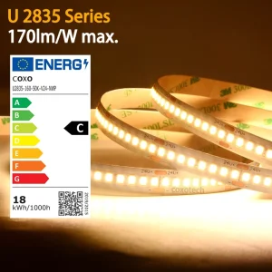 2835 Grade C High-Efficacy 170 lm Dimmable LED Strip Light Cuttable Flexible for Cabinet Residential Indoor Lighting
