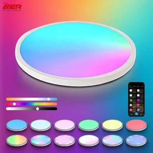 28W-48W RGB Smart LED Ceiling Light, Stepless Dimming, 3000K-6000K CCT Adjustable