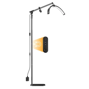 28inch Beauty Floor Lamp Lashes Lamp Adjustable LED Half Moon Light with Phone Clip for Beauty Salon Makeup Tattoo Fill Light