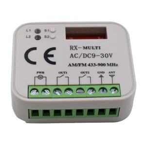 2CH 300-868MHz Receiver for Garage Door Openers and Gates, External Controller Switch, 12V/24V
