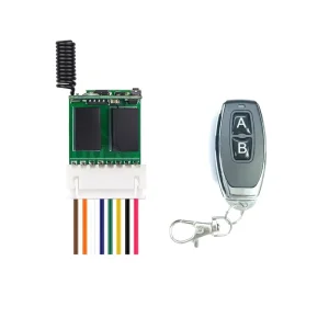 2CH Mini Relay Remote Control Switch Normally Open/Close Wireless Switch with Key Trigger Button 433MHz