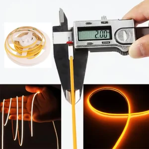 2mm COB LED Strip Lights DC5V 12V Seamless 480LEDs M Mini Dotless COB Lights Super Thin Flexible RA90 COB Series Tape Light