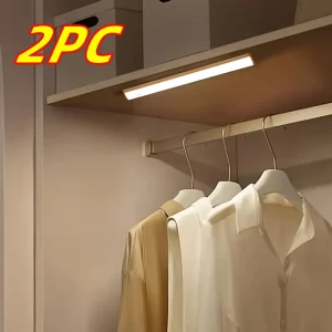 2pcs 20cm Rechargeable LED Motion Sensor Magnetic Strip Night Lights for Bedside Staircase Cabinet Closet