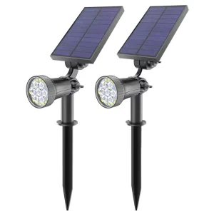 2pcs Pack Outdoor Spotlight 30 LEDs Solar Lights 3 Modes IP65 Waterproof Small Size Solar Landscape Lighting