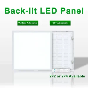 2x2ft 2x4ft LED Panel Light with 5 Selectable Power Settings and 3500K 4000K 5000K Color Temperatures