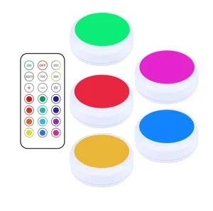 3/6 Pack RGBW Battery Operated LED Puck Lights 13 Colors PIR Sensor Wireless Portable High CRI 80 Cabinet Lights