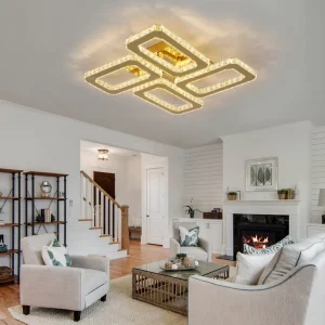 3-Color 3000K 4500K 6000K 52W LED Crystal Ceiling Light for 17-25 Square Meters 110V-240V