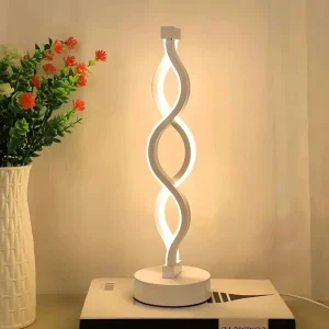 3-Color Dimmable LED Table Lamp, USB Powered, Spiral Bedside Light