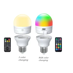 3-Color RGB 7W Wireless E26 E27 E14 E12 Magnetic Base Type-C USB Rechargeable Smart Bulb for Home Wall and Table Lamps